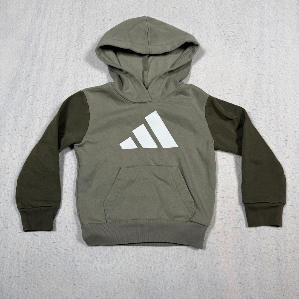 Adidas Kids 3T Green Two Tone Logo Pullover Hoodie Sweatshirt